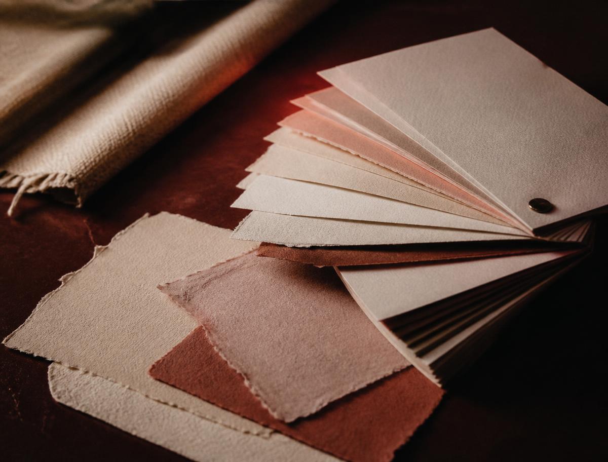 Archival cotton rag papers, canvas, and paper swatch book